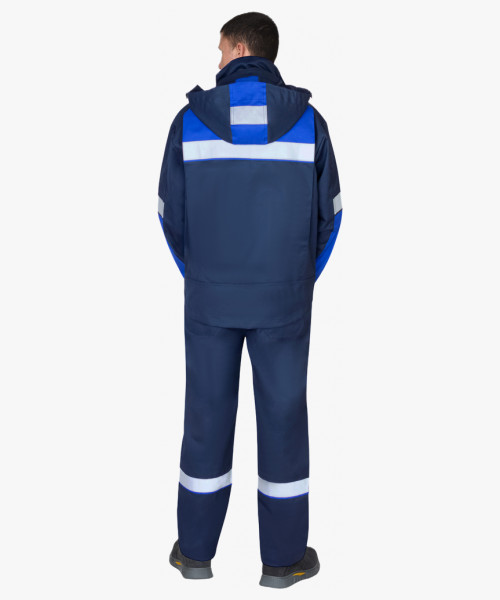 Костюм СИРИУС-ПЕТРОЛ куртка, п/к, темно-синий с васильковым и СОП, антистат 260 г/кв., ОП, НМВО