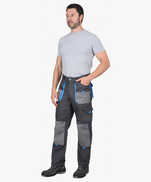 Костюм СИРИУС-ДВИН куртк. , брюки т.серый со ср.серым и голубой отделкой пл. 275 г/кв.м