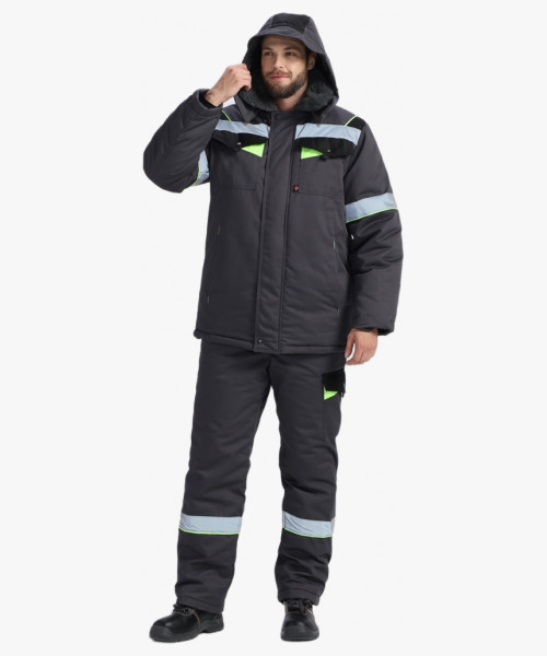 Костюм зимний Ховард (тк.OxLine) п/к, т.серый/черный/лимонный