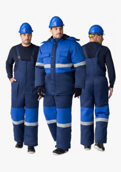 Костюм зимний Профи-Норд (Смесовая, 250) п/к, темно-синий/васильковый