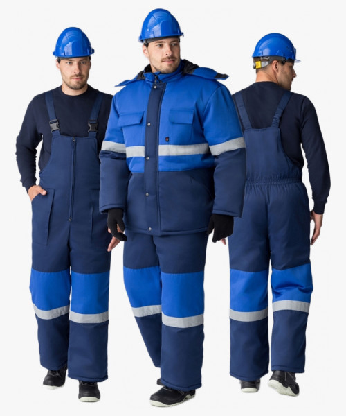 Костюм зимний Профи-Норд (Смесовая, 250) п/к, темно-синий/васильковый