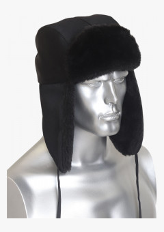 Шапка-ушанка ЛЮКС черная (тк. смесовая)