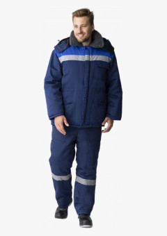 Костюм зимний Труженик-Ультра (тк.Смесовая,210) брюки, т.синий/васильковый