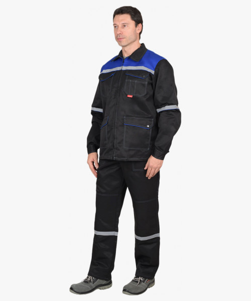 Костюм СИРИУС-МЕХАНИК куртка, брюки черный с васильковым и СОП