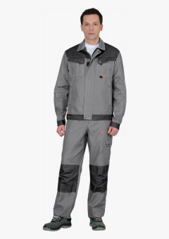 Костюм СИРИУС-ВЕСТ-ВОРК куртка, брюки ср. серый с т.серым пл. 275 г/кв.м