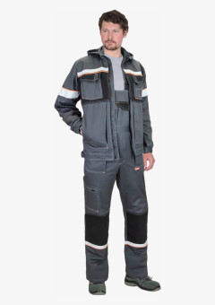 Костюм СИРИУС-РОДОС куртка, полукомбинезон, темно-серый с черным
