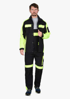 Костюм СИРИУС-ОНИКС куртка, п/к черный с лимонным