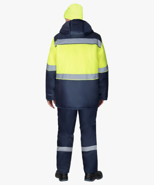 Куртка мужская зимняя СИРИУС-ТЕРМИНАЛ-2, тёмно-синяя с лимонным и СОП