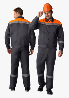 Костюм Лигор-1 СОП У. (тк.Смесовая,210) брюки, т.серый/оранжевый