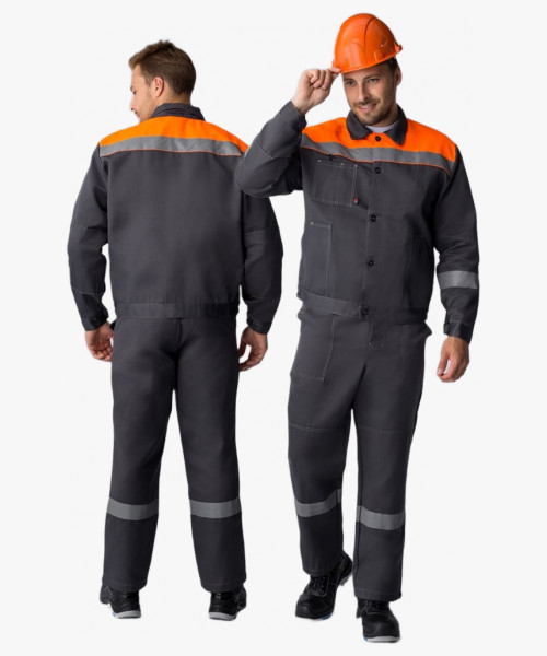 Костюм Лигор-1 СОП У. (тк.Смесовая,210) брюки, т.серый/оранжевый