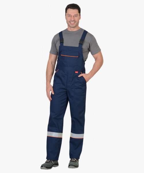 Костюм СИРИУС-МАСТЕР летний: куртка, полукомбинезон, темно-синий с оранжевой отделкой