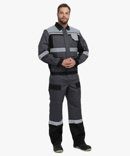 Костюм Виват-1 Премиум CH МВО (тк.Смесовая,240) брюки, т.серый/черный/св.серый