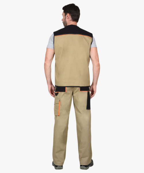 Жилет СИРИУС-МАНХЕТТЕН песочный с оранж. и черным тк. мех. стрейч пл. 250г/кв.м