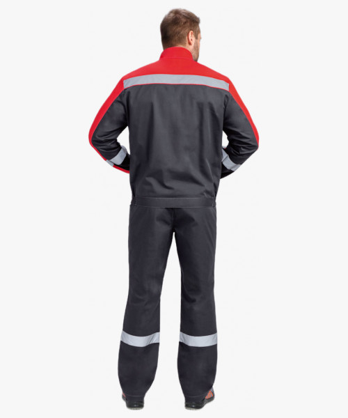 Костюм Бриготек-2 СОП (тк. Смесовая, 260) полукомбинезон, т.серый/красный