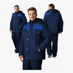 Куртка зимняя Флофт Премиум (тк.Смесовая,240), т.синий/васильковый/серый