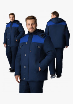 Куртка зимняя Флофт Премиум (тк.Смесовая,240), т.синий/васильковый/серый