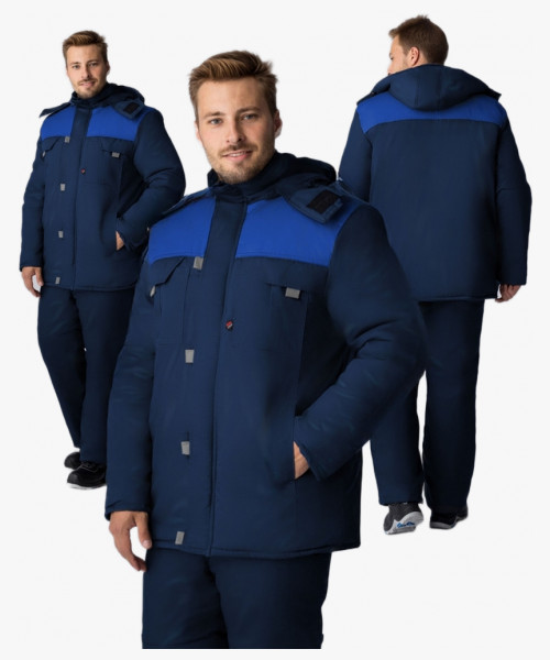 Куртка зимняя Флофт Премиум (тк.Смесовая,240), т.синий/васильковый/серый