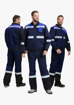 Костюм Виват-2 Премиум CH МВО (тк.Смесовая,240) п/к, т.синий/черный/васильковый