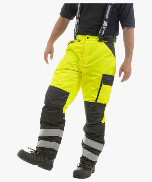 Брюки сигнальные зимние Brodeks KW308, цвет жёлтый, чёрный