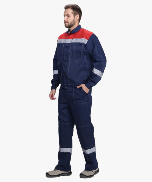Костюм Лигор-1 СОП (тк.Смесовая,210) брюки РБ, т.синий/красный