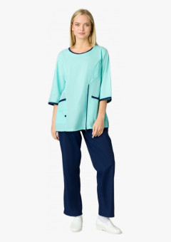 Костюм женский Вояж (тк.ТиСи), мятный/т.синий