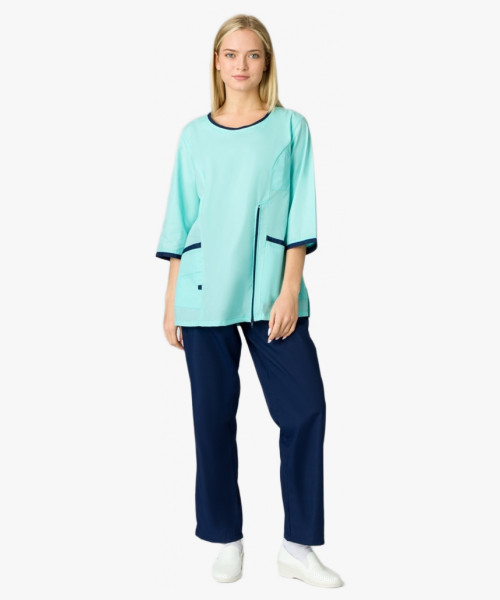 Костюм женский Вояж (тк.ТиСи), мятный/т.синий