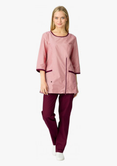Костюм женский Вояж (тк.ТиСи), бордовый/св.розовый