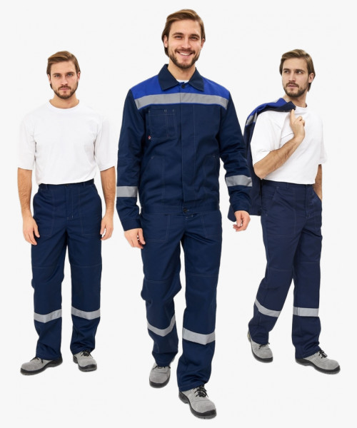 Костюм Лигор-1 Премиум СОП (тк.Смесовая,240) брюки, т.синий/васильковый