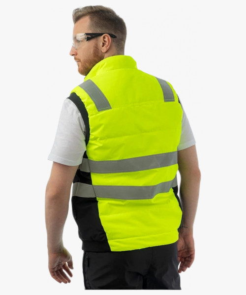 Жилет сигнальный утеплённый Brodeks KW111, цвет жёлтый, чёрный