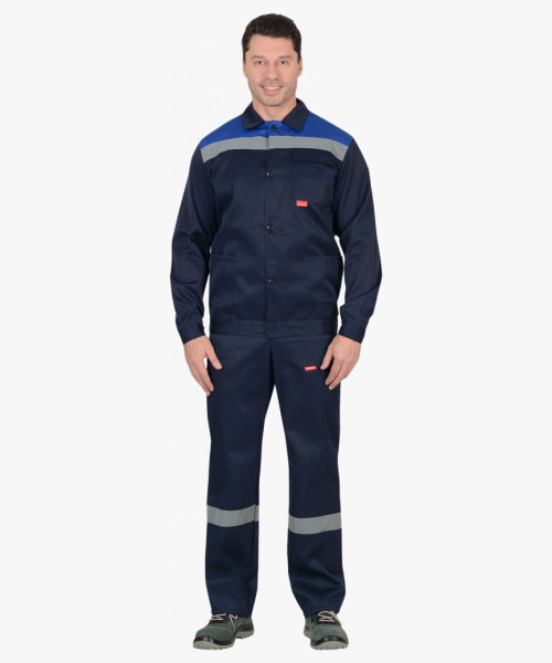 Костюм СИРИУС-СТРОЙГРАД куртка, п/к синий с васильковым СОП 50мм