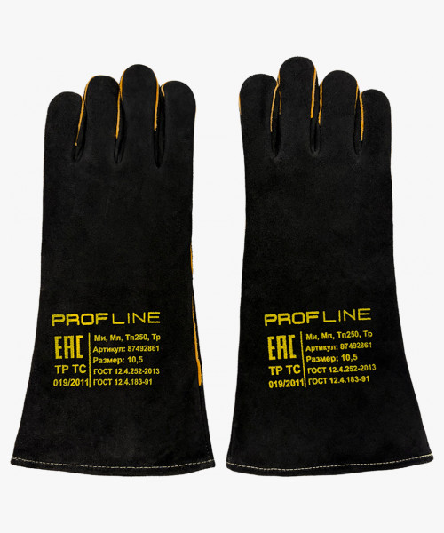 Перчатки (краги) спилковые термозащитные ProfLineLeader, черный