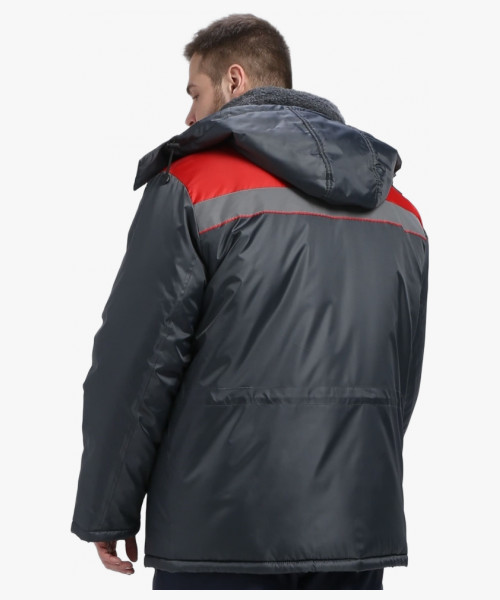 Куртка зимняя для бригадира NEW (тк.Оксфорд), т.серый/красный