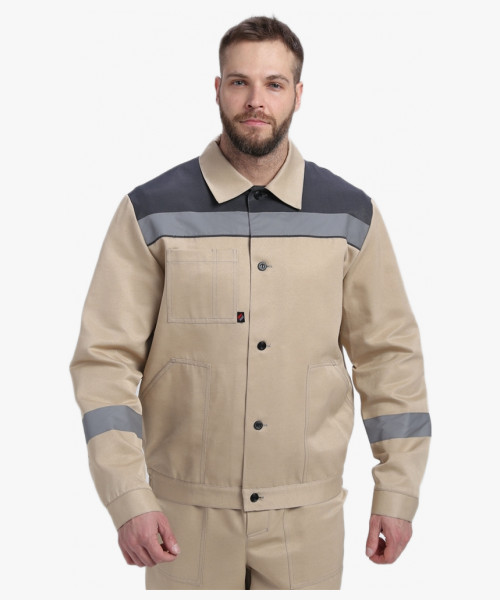 Костюм Лигор-1 СОП (тк.Смесовая,210) брюки, бежевый/т.серый