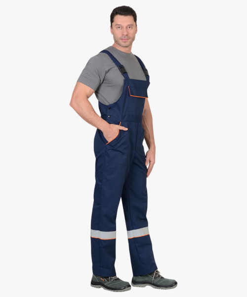 Костюм СИРИУС-МАСТЕР летний: куртка, полукомбинезон, темно-синий с оранжевой отделкой