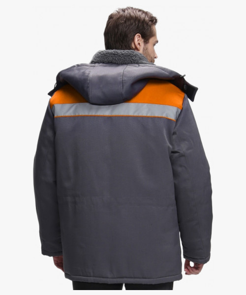 Куртка зимняя для бригадира NEW (тк.Смесовая,210), т.серый/оранжевый