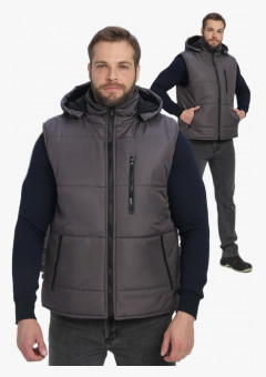 Жилет утепленный с капюшоном Респект (тк.Таслан), т.серый