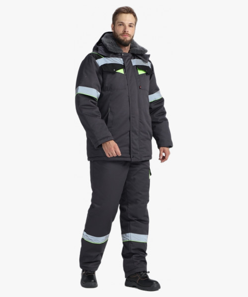 Костюм зимний Ховард (тк.Смесовая,240) п/к, т.серый/черный/лимонный