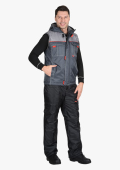 Жилет СИРИУС-ФАВОРИТ с капюшоном темно-серый с серым