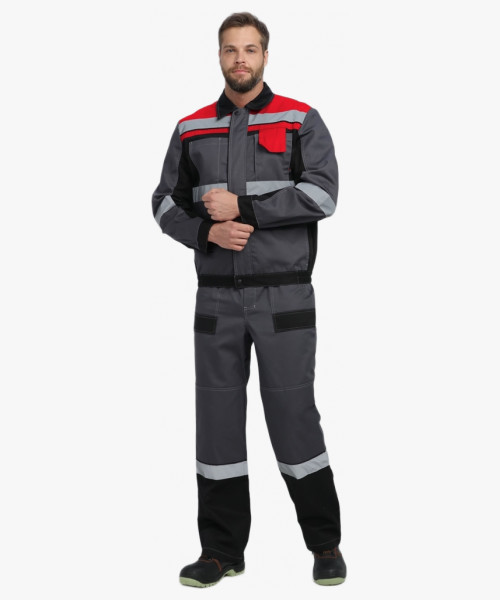 Костюм Виват-1 Премиум IMP (тк.Смесовая,240) брюки, т.серый/черный/красный