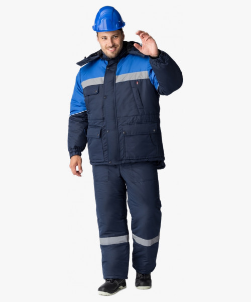 Костюм зимний Сибер Виндстоп СОП (Таслан) п/к, темно-синий/васильковый