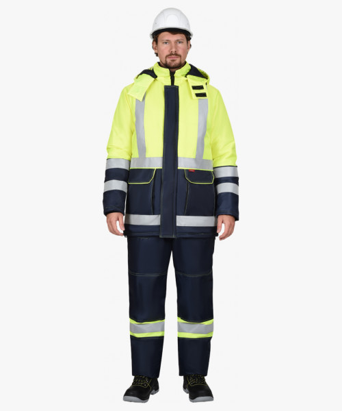 Костюм СИРИУС-ТЕРМИНАЛ зимний, куртка, п/к, синий с лимонным и СОП