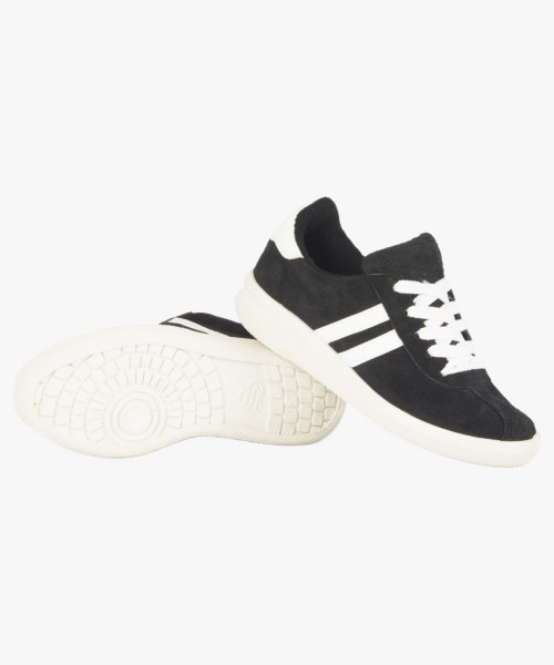 Кроссовки нат.замша ПВХ, черный/белый