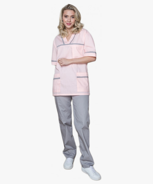 Женский костюм Ирис (ткань ТиСи), розовый/серый