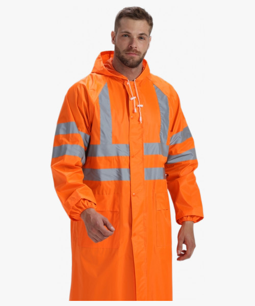 Плащ влагозащитный сигнальный ProfLineSpecialist СОП (ПВХ,210), оранжевый