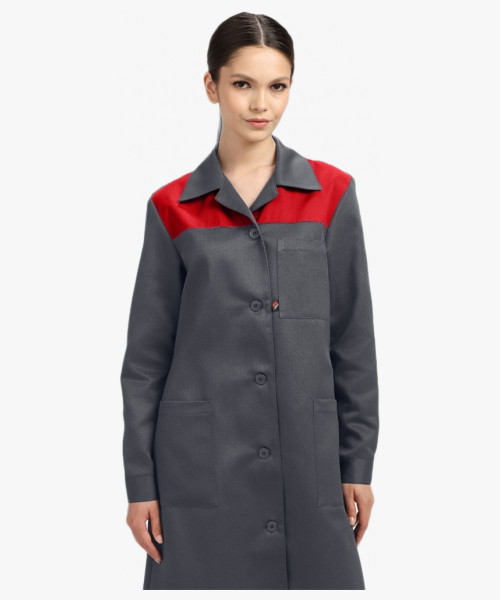 Халат женский Лигор (тк.Смесовая,210), т.серый/красный