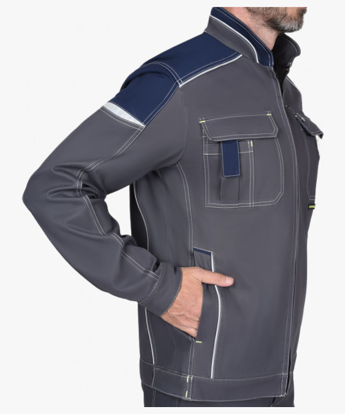 Куртка СИРИУС-ДЖЕТ короткая, т.серая с синим тк. мех. стрейч с ВО