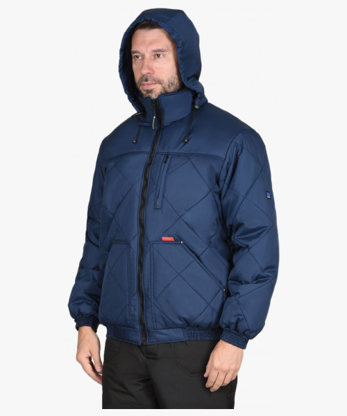 Куртка СИРИУС-ПРАГА-ЛЮКС короткая с капюшоном, тёмно-синяя