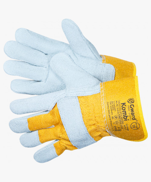 Kombi Перчатки комбинированные из спилка серого цвета