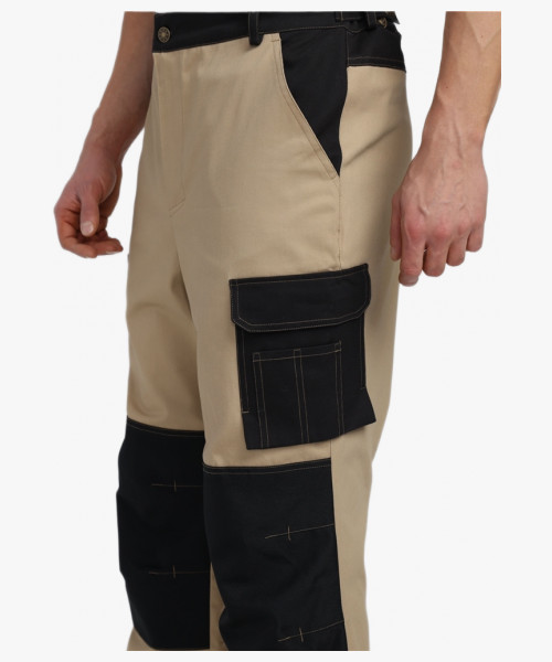 Брюки Милан CH (тк.Смесовая,260), бежевый/черный