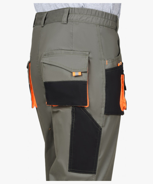 Брюки СИРИУС-МАНХЕТТЕН оливковый с оранжевым и чер. тк. мех. стрейч пл 260 г/кв.м